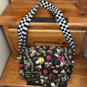 Harajuku Lovers Black Rocker Large Tote Bag with checkered strap- Like New